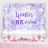 Lofaris Purple Snowflake Winter One Derland Backdrop For Girl